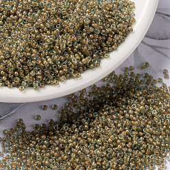 (RR351) Peach Lined Aqua Luster Миюки круглые бусины рокайль, японский бисер, (rr 351) аква-блеск на подкладке из персика, 15/0, 1.5 мм, Отверстие : 0.7 мм , около 27777 шт / 50 г