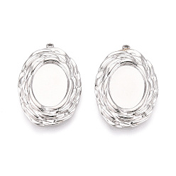 Нержавеющая Сталь Цвет 304 Настройки кабошон из нержавеющей стали кулон, овальные, цвет нержавеющей стали, лоток : 16x12 мм, 31x21x3 мм, отверстие : 1.5 мм