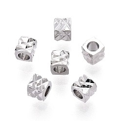 Платинированный Spacer бисер латунные, без кадмия, без никеля и без свинца, граненые, кубические, Реальная платина, 2.5x2.5x2~2.5 мм, отверстие : 1.5 мм