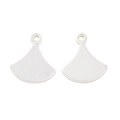 Серебро 925 подвески-веера из стерлингового серебра, серебряные, 10x8.5x1 мм, отверстие : 1 мм