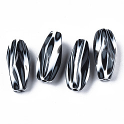 Серый Двухцветные акриловые бусины, имитация драгоценных камней, кубоид, серые, 34x15x15 мм, отверстие : 2.7 мм