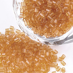 Sandy Brown FGB Grade A Glass Seed Beads, Hexagon(Two Cut), Transparent Colours, Sandy Brown, 1.5~2.5x1.5~2mm, Hole: 0.8mm, about 2100pcs/bag, 450g/bag