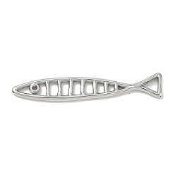 Stainless Steel Color 304 Stainless Steel Big Pendants, Fish with Stripe Charms, Stainless Steel Color, 50.5x9x2mm, Hole: 1mm