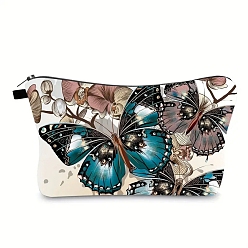 Butterfly Polyester Wallet, Makeup Bag, with Zipper, Rectangle, Butterfly, 17x25cm