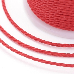 Red Round Waxed Polyester Cord, Taiwan Waxed Cord, Twisted Cord, Red, 1mm, about 12.02 yards(11m)/roll