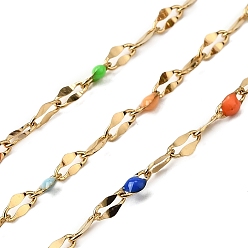 Разноцветный 304 цепи натяжные нержавеющие, с эмалью, пайки, с катушкой, реальный 18 k позолоченный, красочный, 2 мм