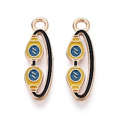 Желтый Подвески из сплава и эмали, подвески для очков для дайвинга, золотые, желтые, 21x6.5x1 мм, отверстие : 2 мм