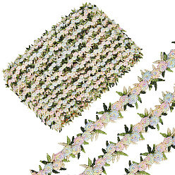 Светло-желтый 15 ярдов цветочная полиэстеровая вышитая кружевная лента, украшение аксессуаров для одежды, светло-желтый, 3/4 дюйм (20 мм)