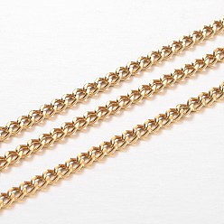 Golden Ion Plating(IP) 304 Stainless Steel Curb Chains, Unwelded, for Jewelry Making, Golden, 3x2x0.6mm, about 32.8 Feet(10m)/card