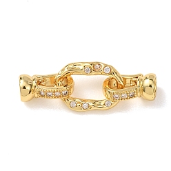 Настоящее золото 18K Латунное микропейв, прозрачный кубический цирконий, складные застежки, без кадмия и без свинца, стойки покрытие, долговечный, текстурированный овал, реальный 18 k позолоченный, 33 мм, Прямоугольник: 11x16x2.5 мм