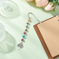 Античное Серебро Закладка-крючок из тибетского серебряного сплава, подвески из сплава деревьев и закладка из натуральной императорской яшмы, античное серебро, 145 мм