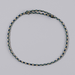 Dark Sea Green Summer Beach Adjustable Braided Cotton Cord Anklets for Men Women, Dark Sea Green, 12-5/8 inch(320mm)