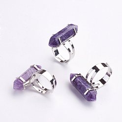 Чароит Кольца из натурального чароита, с обнаружением железного кольца, платина, Размер 8, 18 мм