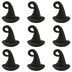 Черный 10шт. подвески из сплава на тему Хэллоуина, выпечка окрашены, 3 d волшебная шляпа, чёрные, 12x10.5 мм, отверстие : 1.7 мм