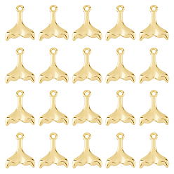 Настоящее золото 18K 20 шт. Латунные подвески, рыбий хвост, без свинца, без никеля и без кадмия, реальный 18 k позолоченный, 12x10x2 мм, отверстие : 0.9 мм