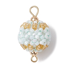 Аквамарин Бисер ткацкий станок круглый соединительный элемент подвески, с двойными петлями из латуни золотистого цвета, аквамарин, 27x16 мм, отверстие : 1.8~3.1 мм