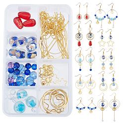 Mixed Color 181Pieces DIY Glass Earring Making Kits, Including Beads, Alloy Pendants, Brass Findings, Mixed Color