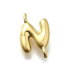 Letter N Подвески из латуни, без свинца и без кадмия, долговечный, стойки покрытие, реальный 18 k позолоченный, Письмо N, 11.5x7.5x2.5 мм, отверстие : 1.2 мм