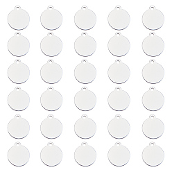 Platinum Aluminum Blank Pendants, Flat Round, Platinum, 25.5x22x1mm, Hole: 3mm, 30pcs/box