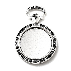 Античное Серебро Сеттинги для кабошонов или кулона, сплав, тибетский стиль , без кадмия и без свинца, плоские круглые с рисунком, античное серебро, лоток : 20 мм, 39x27x3.5 мм, отверстие: 9x3 мм, около 145 шт / кг