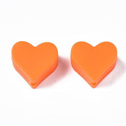 Dark Orange Food Grade Eco-Friendly Silicone Beads, Chewing Beads For Teethers, DIY Nursing Necklaces Making, Heart, Dark Orange, 13x14x8mm, Hole: 2mm