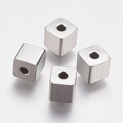 Stainless Steel Color Tarnish Resistant 304 Stainless Steel Beads, Cube, Stainless Steel Color, 6x6x6mm, Hole: 2mm