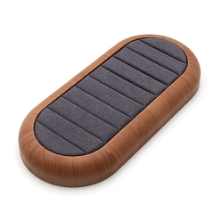 Серый Подставка для хранения колец из микрофибры, с искусственной кожей, овальные, серые, 24x11x2.8 см