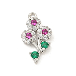 Платина Стойка металлическая латунная микропрофилированная кубическая циркония подвески, долговечный, без кадмия и без свинца, цветок, платина, 17.5x10x3 мм, отверстие : 1.4 мм