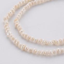 Seashell Color Natural Cultured Freshwater Pearl Beads Strands, Seashell Color, 1.5~2x1.5~3x1.5~2mm, Hole: 0.5mm, about 142pcs/strand, 13.78 inch(35cm)