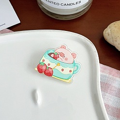 Свинья Акриловая брошь для рюкзака, свинья в чашке, 35~38 мм