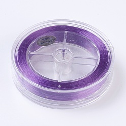 Violet Bleu Chaîne de cristal élastique plat, fil de perles élastique, pour la fabrication de bracelets élastiques, bleu violet, 1x0.5mm, environ 87.48 yards (80m)/rouleau