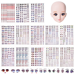 (52) Непрозрачная лаванда 13 шт. 13 стили наклейки для глаз с эффектом переноса воды, для лица модели средней глиняной куклы, рисунок глаз, разноцветные, 136~171x93~116x0.2 мм, 1 шт / стиль