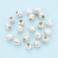 Серебро 925 шарики стерлингового серебра, круглые, , серебряные, 3 мм, отверстие : 1.2 мм