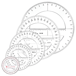 Прозрачный 5 шт. 5 пластиковые стили 360 транспортир-линейка, плоско-круглые, прозрачные, 102~300x2.5 мм, 1 шт / стиль