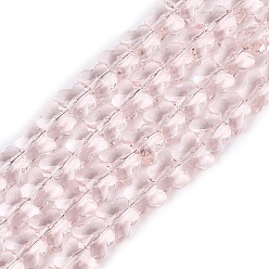 Misty Rose Transparent Glass Beads Strands, Butterfly, Faceted, Misty Rose, 6x8x4~4.5mm, Hole: 0.9~1mm, about 97~102pcs/strand, 22.64~24.61 inch(57.5~62.5cm)