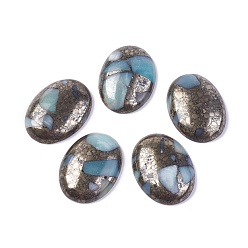 Амазонит Синтетические амазонитовые кабошоны, окрашенные, овальные, 30~30.7x22~22.5x7.8 мм