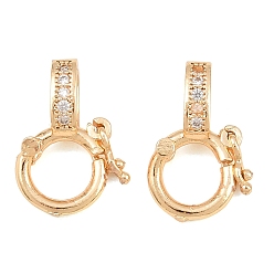 Real 18K Gold Plated Brass Micro Pave Clear Cubic Zirconia Twister Clasp, Real 18K Gold Plated, 16.5mm, Hole: 3.5x5mm