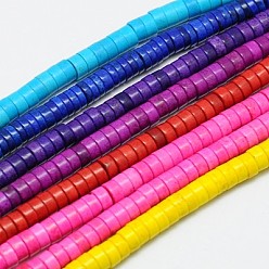 (52) Непрозрачная лаванда Синтетических нитей бирюзовые бусы, Heishi бусы, окрашенные, Плоский круглый / диск, разноцветные, 12x3 мм, Отверстие : 1 мм , около 1116 шт / 1000 г