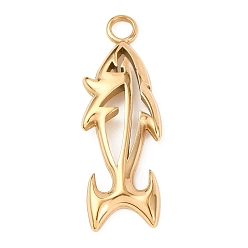 Золотой 304 подвески из нержавеющей стали, рыба, золотые, 45x15x3.5 мм, отверстие : 4 мм
