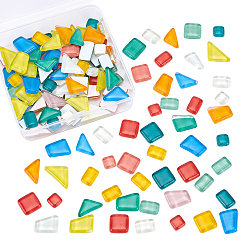 Mixed Color Glass Cabochons, Mosaic Tiles, for Home Decoration or DIY Crafts, Mixed Shapes, Mixed Color, 10~25x10~23x5~7mm, 200g