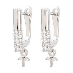 Платина Латунные серьги-кольца из прозрачного кубического циркония, придерживаться, запереть, за половину пробурено бисера, без кадмия и без свинца, долговечный, стойки покрытие, платина, 23.5 мм, штифты : 0.7 мм