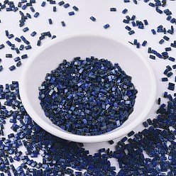 (HTL4518) Непрозрачный Кобальтовый Пикассо Миюки половина бусины тила, японский бисер, 2 отверстие, (htl 4518) непрозрачный кобальт Пикассо, 5x2.3x1.9 мм, Отверстие : 0.8 мм , около 1250 шт / 50 г