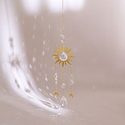 Плоский Круглый Каплевидный стеклянный ловец солнца для окон радуга производитель, металлические подвесные украшения, для украшения дома и улицы, плоско-круглые, 405 мм