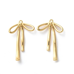Настоящее золото 18K Латунные подвески, без кадмия, без никеля и без свинца, бантом прелести, реальный 18 k позолоченный, 30x18.5x2 мм, отверстие : 1.2 мм