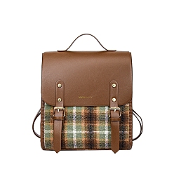 Темный Морско-зеленый Наборы для изготовления женских сумок из искусственной кожи в британском стиле своими руками, Наборы рюкзаков ручной работы в шотландскую клетку для начинающих, темно-зеленый, 29x27x16 см