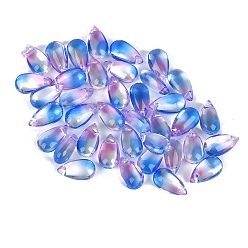 Озёрно--синий 5 прозрачные стеклянные бусины, Топ пробуренной, слеза, Плут синий, 14x8 мм, отверстие : 1 мм