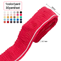 Color mezclado Benecreat encaje de algodón flecos adornos de borla, para coser tela artesanal, color mezclado, 1" (25 mm), 30 colores, 1 color / yarda, 30 yarda / set