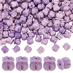 Violeta 150piezas de cuentas de concha de imitación de resina opaca, orquídea, violeta, 8x8 mm, agujero: 1.5 mm
