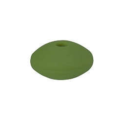 Темно-Зеленый Плоские круглые бусины из пищевого силикона., темно-зеленый, 12x12 мм