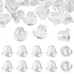 Clear 30Pcs Acrylic Bead Caps for Wind Chimes Making, Multi-Petal Flower, Clear, 21~24.5x13mm, Hole: 2mm